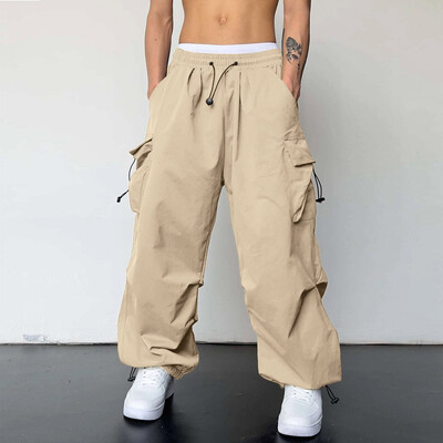 Pantaloni supradimensionați Carga parașuta bărbați Y2k Hip Hop Streetvear Vintage Jaggers cu picioare largi Pantaloni de trening largi ocazional Techwear Harajuku