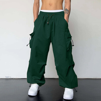 Pantaloni supradimensionați Carga parașuta bărbați Y2k Hip Hop Streetvear Vintage Jaggers cu picioare largi Pantaloni de trening largi ocazional Techwear Harajuku