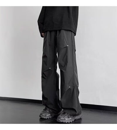 Amerikāņu vīriešu vasaras izpletnis Baggy Cargo Pants Straight Track sporta bikses Korejiešu modes apģērbi 2024 Streetwear y2k bikses