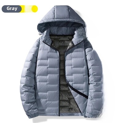 Jachetă de puf cu glugă pentru bărbați, 2024, largi, ușoară, grafen, model de modă pentru cuplu, glugă detașabilă pentru îmbrăcăminte exterioară