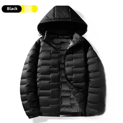 Jachetă de puf cu glugă pentru bărbați, 2024, largi, ușoară, grafen, model de modă pentru cuplu, glugă detașabilă pentru îmbrăcăminte exterioară
