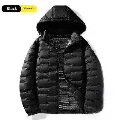 Jachetă de puf cu glugă pentru bărbați, 2024, largi, ușoară, grafen, model de modă pentru cuplu, glugă detașabilă pentru îmbrăcăminte exterioară