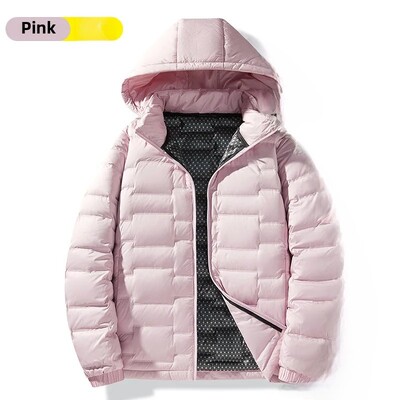 Jachetă de puf cu glugă pentru bărbați, 2024, largi, ușoară, grafen, model de modă pentru cuplu, glugă detașabilă pentru îmbrăcăminte exterioară