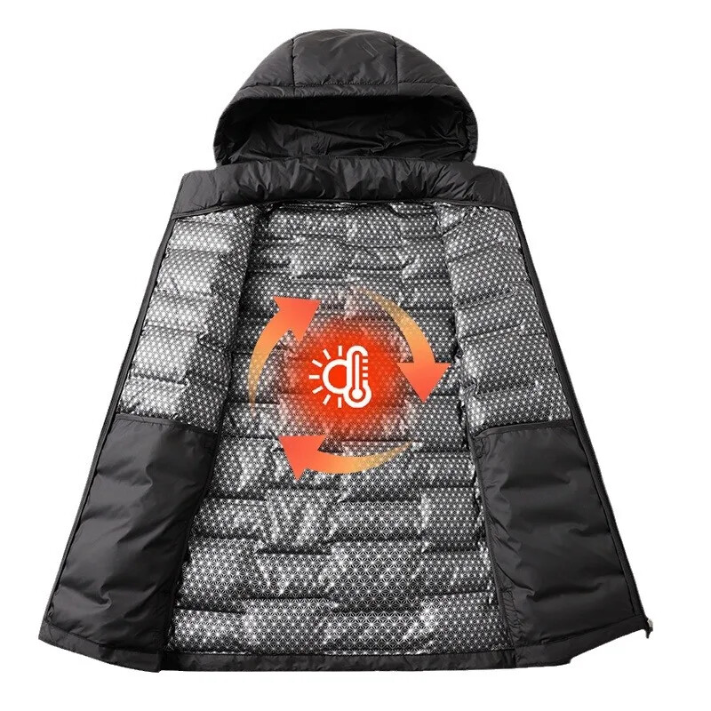 Jachetă de puf cu glugă pentru bărbați, 2024, largi, ușoară, grafen, model de modă pentru cuplu, glugă detașabilă pentru îmbrăcăminte exterioară