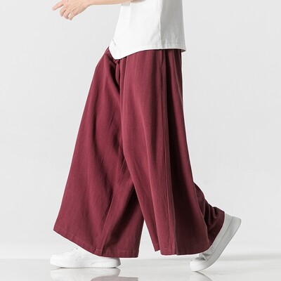 Pantaloni largi pentru bărbați Pantaloni largi de jogging vintage Pantaloni harem pentru bărbați din bumbac Pantaloni largi tradiționali cu picioare largi Femeie Nouă îmbrăcăminte stradală