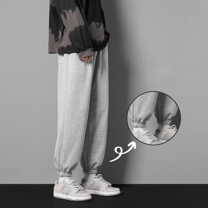 Modne trenirke u korejskom stilu Novo ljeto Proljeće Svijetlo sive vrećaste hlače širokih nogavica Ravne nogavice Ležerne hlače na nogavice na vezanje Muške