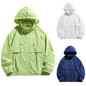 Ležerna jakna, muška jakna, otporna na sunce, lagane majice s kapuljačom s punim patentnim zatvaračem, dugih rukava, ribolov, planinarenje, sportski pamučni kardigan Chaqueta