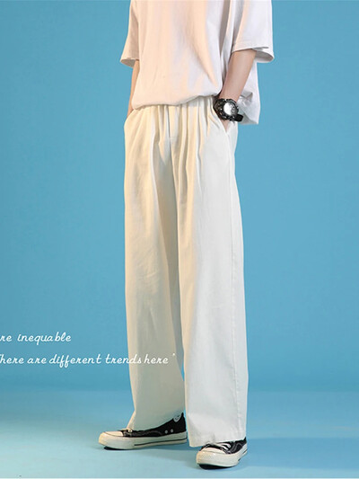 Jesenske muške jednobojne visoke ulične hlače široke ravne hlače širokih nogavica 2022. Japanske hlače za trčanje Ležerne moletom masculino