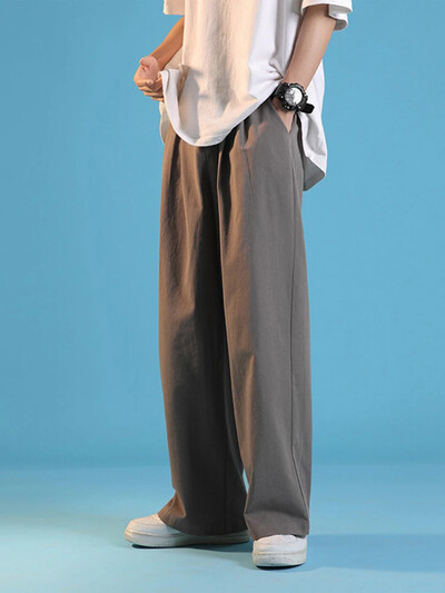 Jesenske muške jednobojne visoke ulične hlače široke ravne hlače širokih nogavica 2022. Japanske hlače za trčanje Ležerne moletom masculino