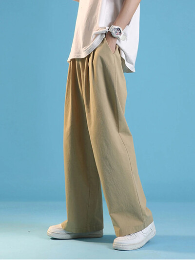 Jesenske muške jednobojne visoke ulične hlače široke ravne hlače širokih nogavica 2022. Japanske hlače za trčanje Ležerne moletom masculino