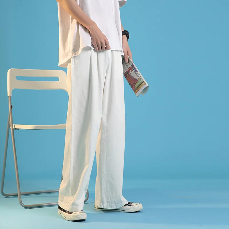 Jesenske muške jednobojne visoke ulične hlače široke ravne hlače širokih nogavica 2022. Japanske hlače za trčanje Ležerne moletom masculino