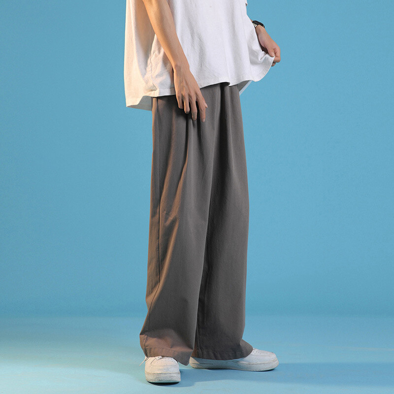 Jesenske muške jednobojne visoke ulične hlače široke ravne hlače širokih nogavica 2022. Japanske hlače za trčanje Ležerne moletom masculino