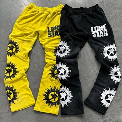 Ljeto Muškarci Žene Ležerne ulične hlače s printom Lone Star Gothic Baggy Fitness Sport Jogging Pamučne trenirke Harajuku Streetwear
