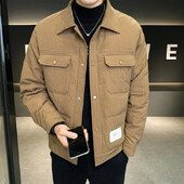 Jachetă ușoară de iarnă pentru bărbați, noua marcă la modă, îngroșată, protecție caldă împotriva frigului, gulerul cămășii