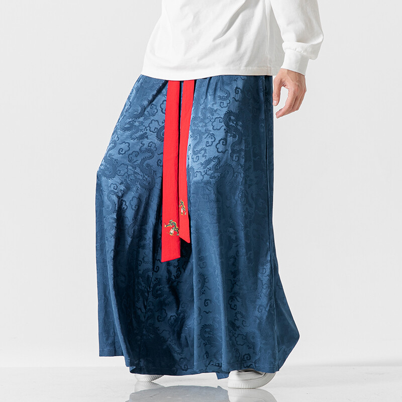 Široke jesenske hlače širokih nogavica u kineskom stilu 2023., ležerne, crne suknje, modne široke široke hlače s muškim printom, japanski Harajuku