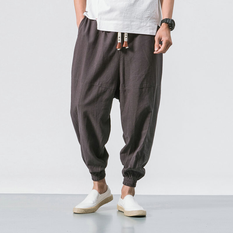 2023 Άνοιξη oversize casual παντελόνι ανδρικό streetwear βαμβακερό λινό harajuku joggers μόδα φαρδιά παντελόνι χαρέμι για άνδρες