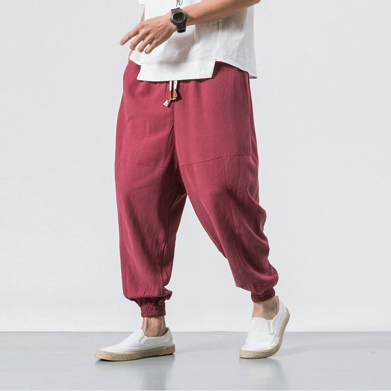2023 Άνοιξη oversize casual παντελόνι ανδρικό streetwear βαμβακερό λινό harajuku joggers μόδα φαρδιά παντελόνι χαρέμι για άνδρες
