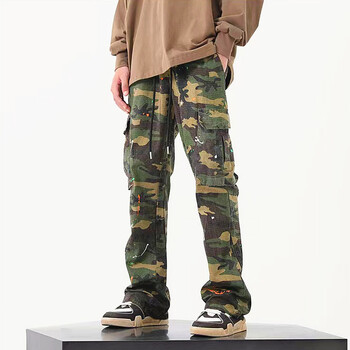 2023 Y2K Fashion Ink Graffiti Camouflage Baggy Cargo Анцуг панталони за мъже Облекло Joggers Дамски ежедневни свободни дълги панталони