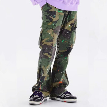 2023 Y2K Fashion Ink Graffiti Camouflage Baggy Cargo Анцуг панталони за мъже Облекло Joggers Дамски ежедневни свободни дълги панталони