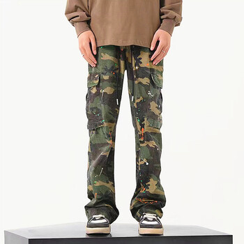 2023 Y2K Fashion Ink Graffiti Camouflage Baggy Cargo Анцуг панталони за мъже Облекло Joggers Дамски ежедневни свободни дълги панталони