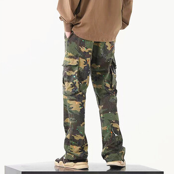 2023 Y2K Fashion Ink Graffiti Camouflage Baggy Cargo Анцуг панталони за мъже Облекло Joggers Дамски ежедневни свободни дълги панталони