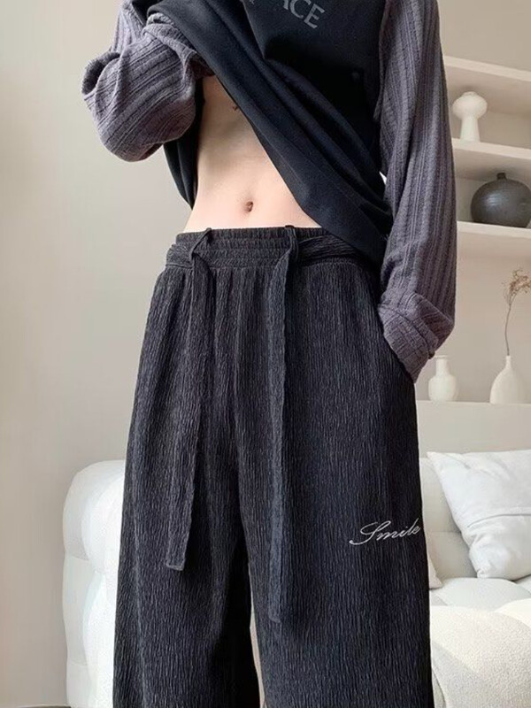 Pantaloni casual din mătase de gheață pentru bărbați Pantaloni de trening largi, ușori, albi, drepti, de in, pentru bărbați, vară, elastic pentru drumeții