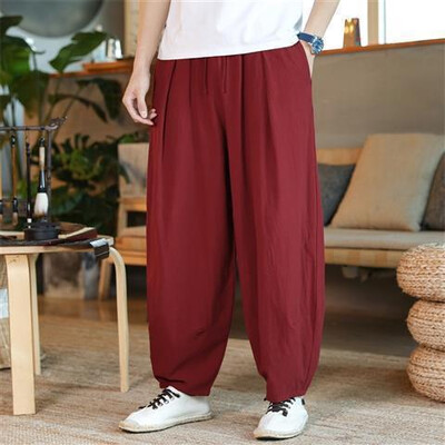 Primavara Vara Barbati Loose Fat Person Late Picior Pantaloni Largi Crotch Pantaloni Lantern Casual Long