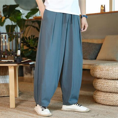 Primavara Vara Barbati Loose Fat Person Late Picior Pantaloni Largi Crotch Pantaloni Lantern Casual Long