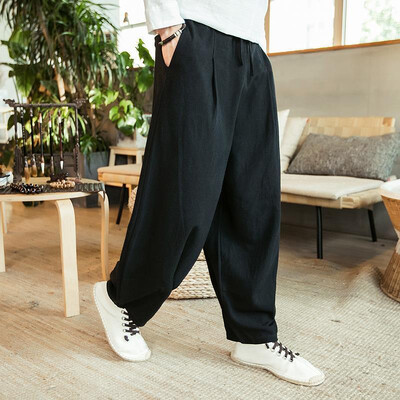 Primavara Vara Barbati Loose Fat Person Late Picior Pantaloni Largi Crotch Pantaloni Lantern Casual Long