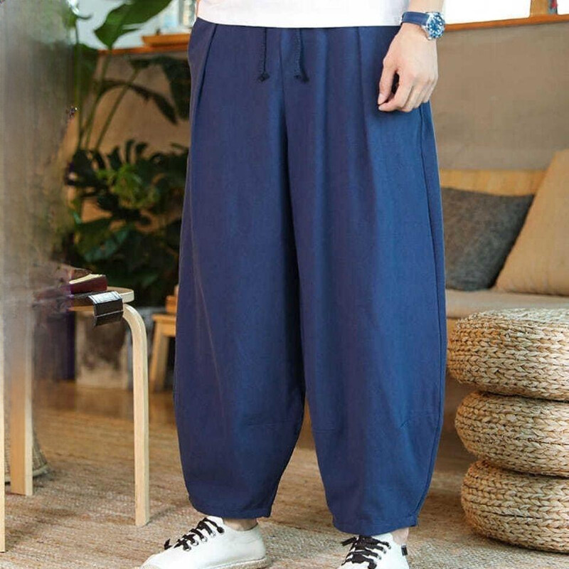 Primavara Vara Barbati Loose Fat Person Late Picior Pantaloni Largi Crotch Pantaloni Lantern Casual Long