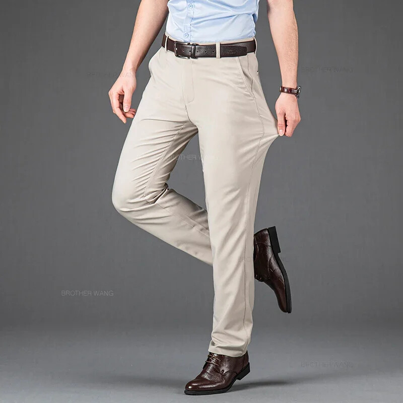 Ultra tanke muške poslovne ležerne hlače u 4 boje Ljeto Nova uredska ležerna formalna odjeća Elastične široke hlače visokog struka Muške