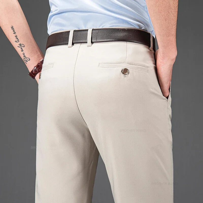 Ultra tanke muške poslovne ležerne hlače u 4 boje Ljeto Nova uredska ležerna formalna odjeća Elastične široke hlače visokog struka Muške
