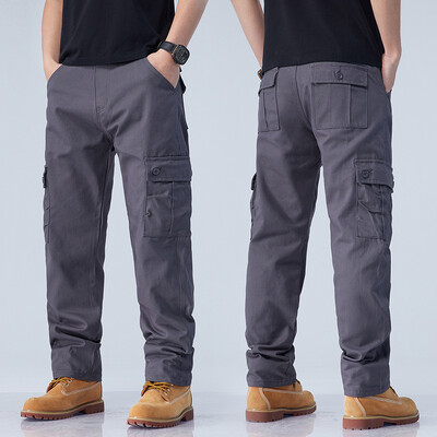 Pamučne kargo hlače Muški kombinezoni Taktičke ravne hlače u vojnom stilu Gornja odjeća Ležerne široke hlače s više džepova