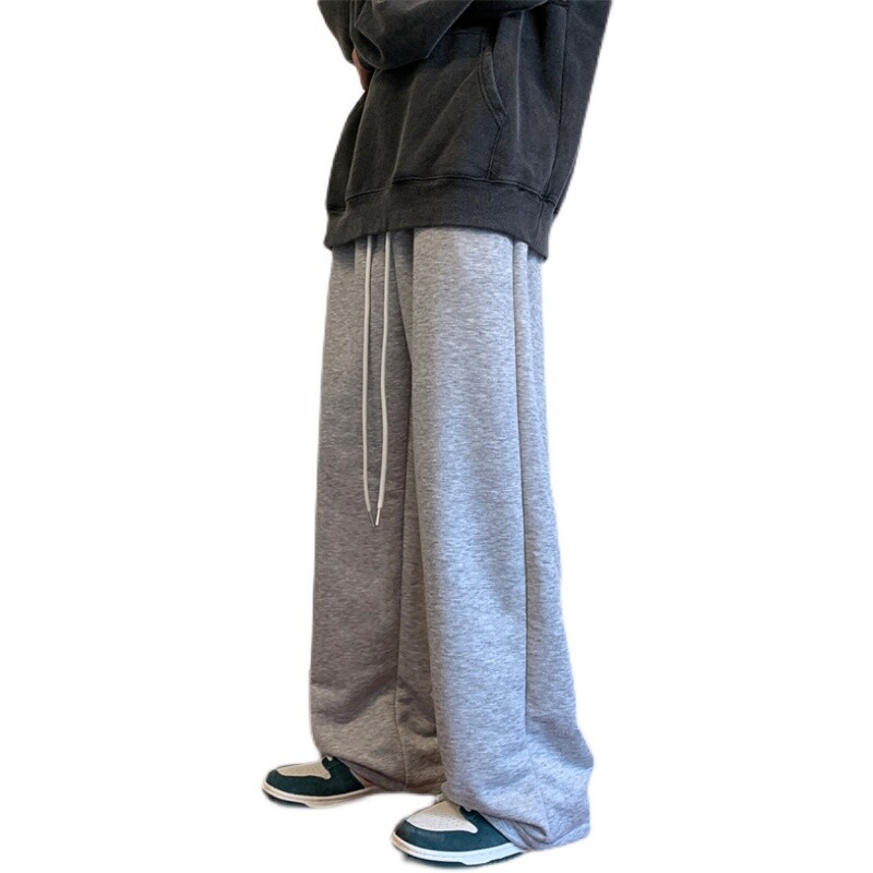 2023 Pantaloni largi de toamnă, drepti, casual, cu talie elastică, de culoare solidă, drapați, pantaloni de sport pentru bărbați, pantaloni largi, vintage H103