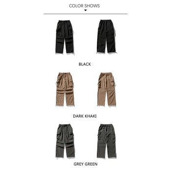 TFETTERS Brand 2024 Autumn Cargo Pants Men Baggy Watertight Mid Rise Drawstring Men Pants Parachute Pants Techwaer Tourism Men Pants