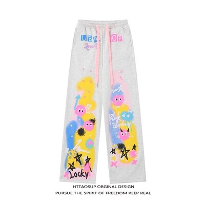 Trenerke Y2K hlače Gothic American Hip Hop Cartoon Graphics Print Vrećaste ležerne hlače Ženske muške hlače za trčanje s elastičnim strukom