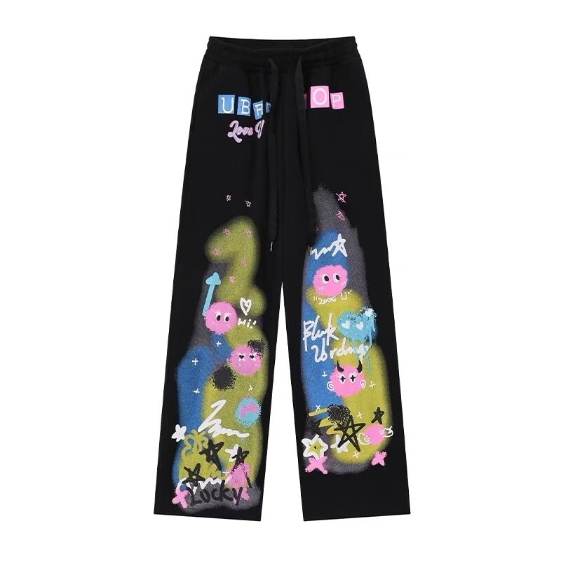 Trenerke Y2K hlače Gothic American Hip Hop Cartoon Graphics Print Vrećaste ležerne hlače Ženske muške hlače za trčanje s elastičnim strukom