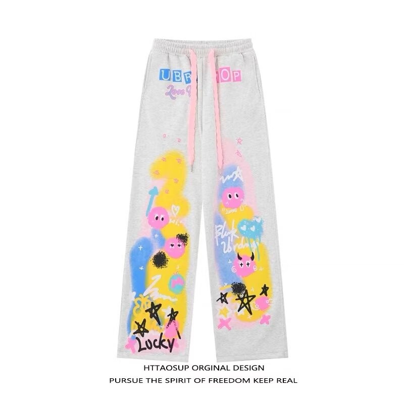 Trenerke Y2K hlače Gothic American Hip Hop Cartoon Graphics Print Vrećaste ležerne hlače Ženske muške hlače za trčanje s elastičnim strukom