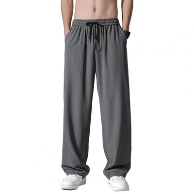 Pantaloni din mătase de gheață Pantaloni de vară pentru bărbați Tendință pentru bărbați Pantaloni largi, drepti, subțiri, casual Pantaloni sport respirabili, perfecti pentru bărbați