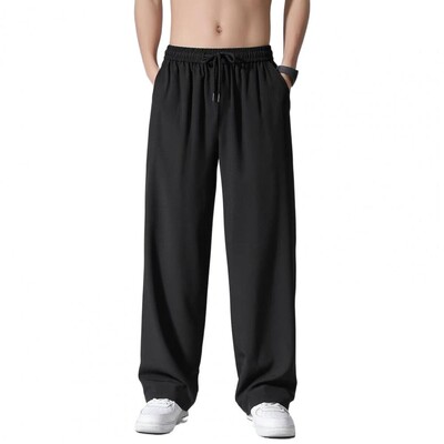 Pantaloni din mătase de gheață Pantaloni de vară pentru bărbați Tendință pentru bărbați Pantaloni largi, drepti, subțiri, casual Pantaloni sport respirabili, perfecti pentru bărbați