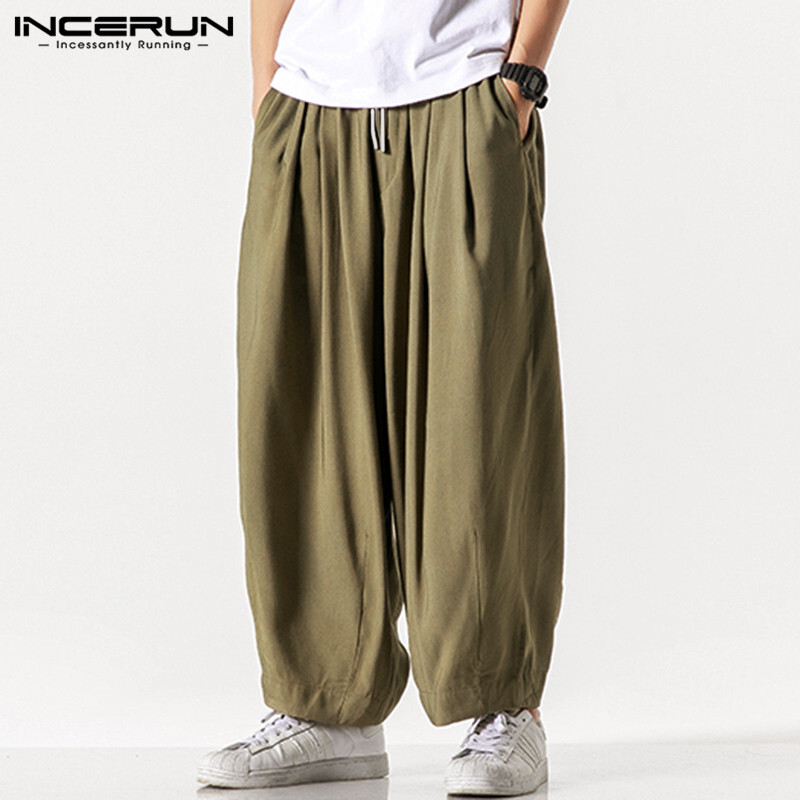 Ljetne muške široke nogavice Hlače s uzicom Joggers Obične High Street muške ležerne hlače Vrećaste modne harem hlače S-5XL INCERUN 2024