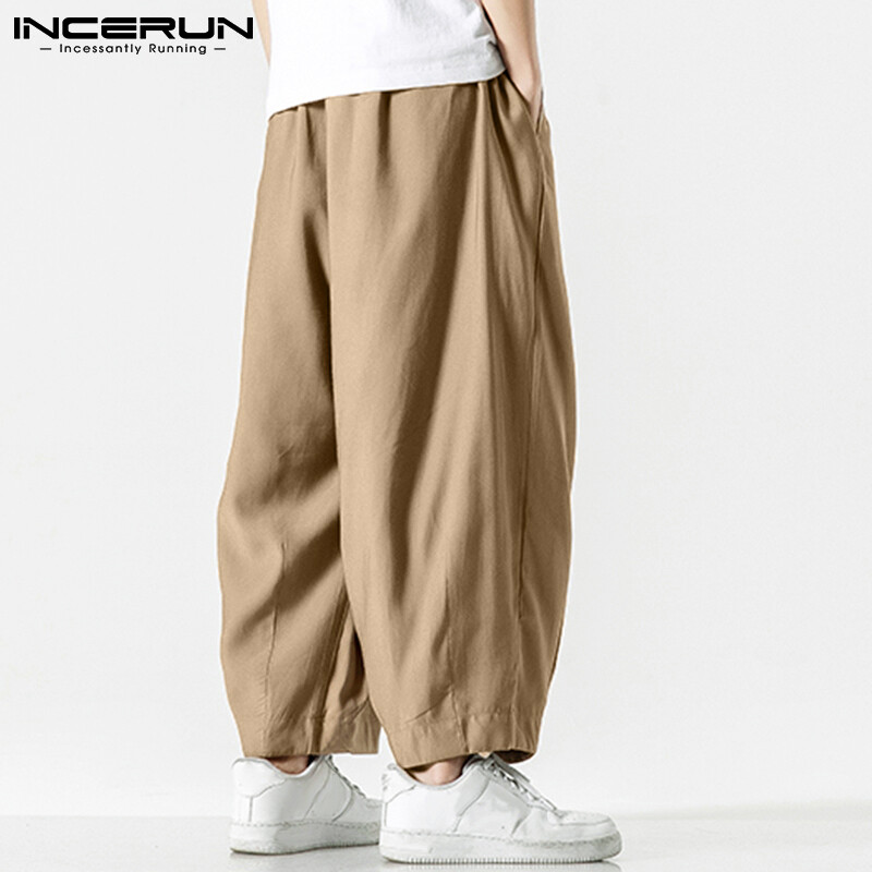 Ljetne muške široke nogavice Hlače s uzicom Joggers Obične High Street muške ležerne hlače Vrećaste modne harem hlače S-5XL INCERUN 2024