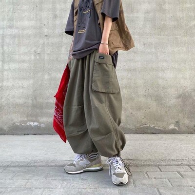 Harajuku Y2k Baggy Cargo Pants Kocogó Utcai ruházat Bokáig érő alkalmi hárem hosszú nadrág Férfi széles szárú túlméret 2024 Új