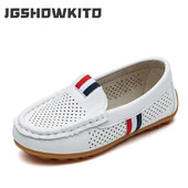 JGSHOWKITO Обувки за момчета Модни меки равни мокасини за малко дете Момче Големи детски маратонки Детски равни обувки Дишащи мокасини с изрезки
