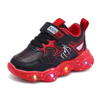 Disney Παιδικά παπούτσια Led Light Μόδα Aoger Spiderman Παπούτσια για αγόρια για κορίτσια Χαρτοκιβώτια Casual Παπούτσια αναπνεύσιμα παιδικά αθλητικά παπούτσια