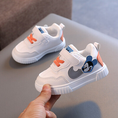 Pantofi albi ocazional pentru bebeluși băieți fetițe marca copii pantofi Mickey Mouse pantofi sport pentru copii pantofi de mers pentru copii mărimea 15-25
