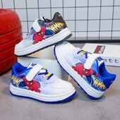 Detské ležérne topánky Disney, kreslené chlapčenské priedušné módne športové topánky, tenisky z umelej kože, modro-biele topánky, veľkosť 26-37