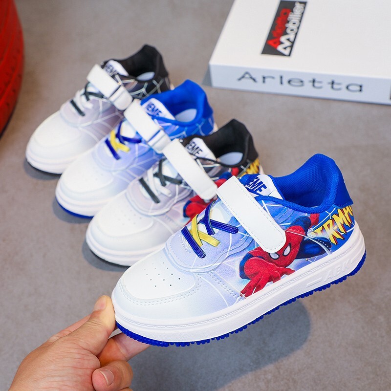 Detské ležérne topánky Disney, kreslené chlapčenské priedušné módne športové topánky, tenisky z umelej kože, modro-biele topánky, veľkosť 26-37