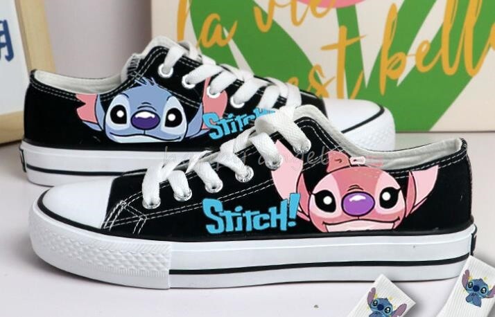 Lilo And Stitch Canvas Batai Pavasaris Vasara Paauglėms Merginoms Nauji Batai Anime Animaciniai filmukai Moterims Studentėms Aukšti laisvalaikio batai Vyriški