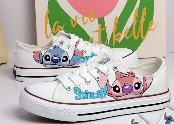 Lilo And Stitch Canvas Batai Pavasaris Vasara Paauglėms Merginoms Nauji Batai Anime Animaciniai filmukai Moterims Studentėms Aukšti laisvalaikio batai Vyriški